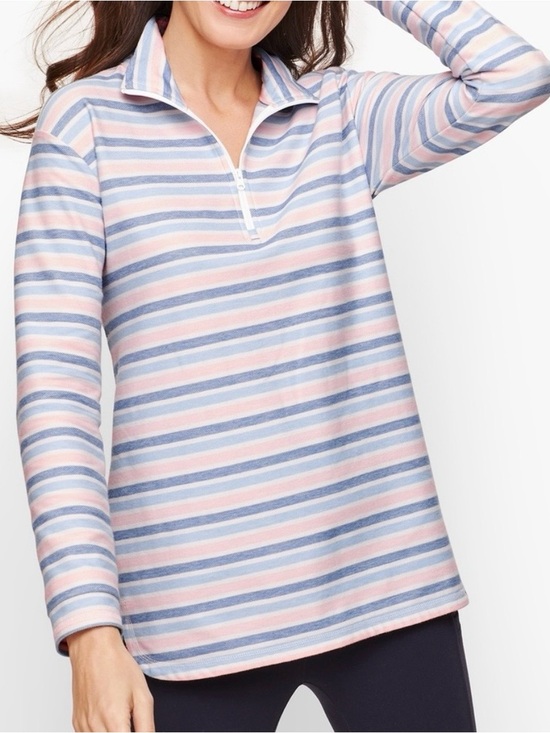 Talbots Tops - T by Talbots multicolor stripe 1/2 zip up weekend pullover sweater top size LP
